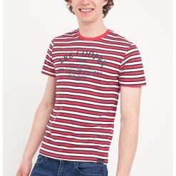 Tricou cu decolteu la baza gatului si model in dungi-BARBATI/IMBRACAMINTE/Tricouri si maiouri-IMBRACAMINTE/Tricouri si maiouri