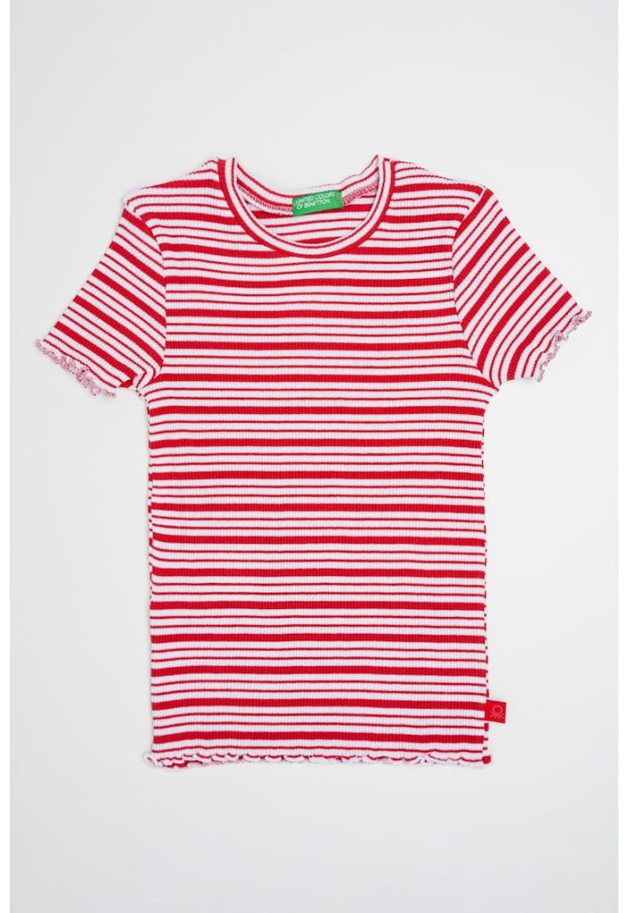 Tricou cu decolteu la baza gatului si model in dungi-FETE/IMBRACAMINTE/Tricouri si maiouri-IMBRACAMINTE/Tricouri si maiouri