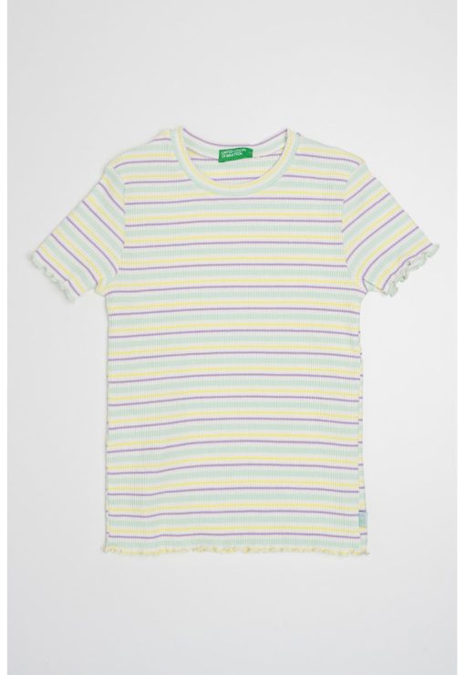 Tricou cu decolteu la baza gatului si model in dungi-FETE/IMBRACAMINTE/Tricouri si maiouri-IMBRACAMINTE/Tricouri si maiouri