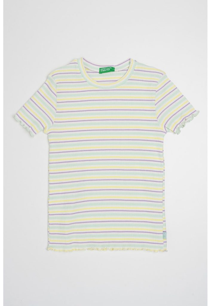 Tricou cu decolteu la baza gatului si model in dungi-FETE/IMBRACAMINTE/Tricouri si maiouri-IMBRACAMINTE/Tricouri si maiouri