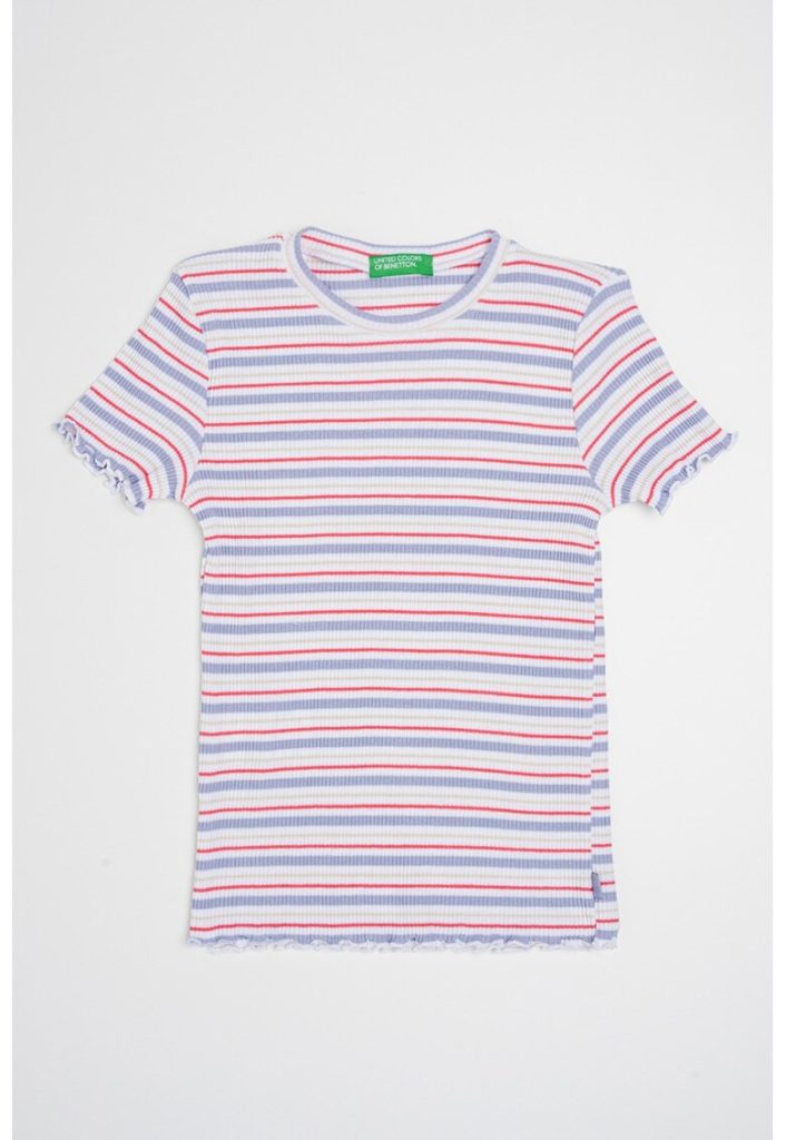 Tricou cu decolteu la baza gatului si model in dungi-FETE/IMBRACAMINTE/Tricouri si maiouri-IMBRACAMINTE/Tricouri si maiouri