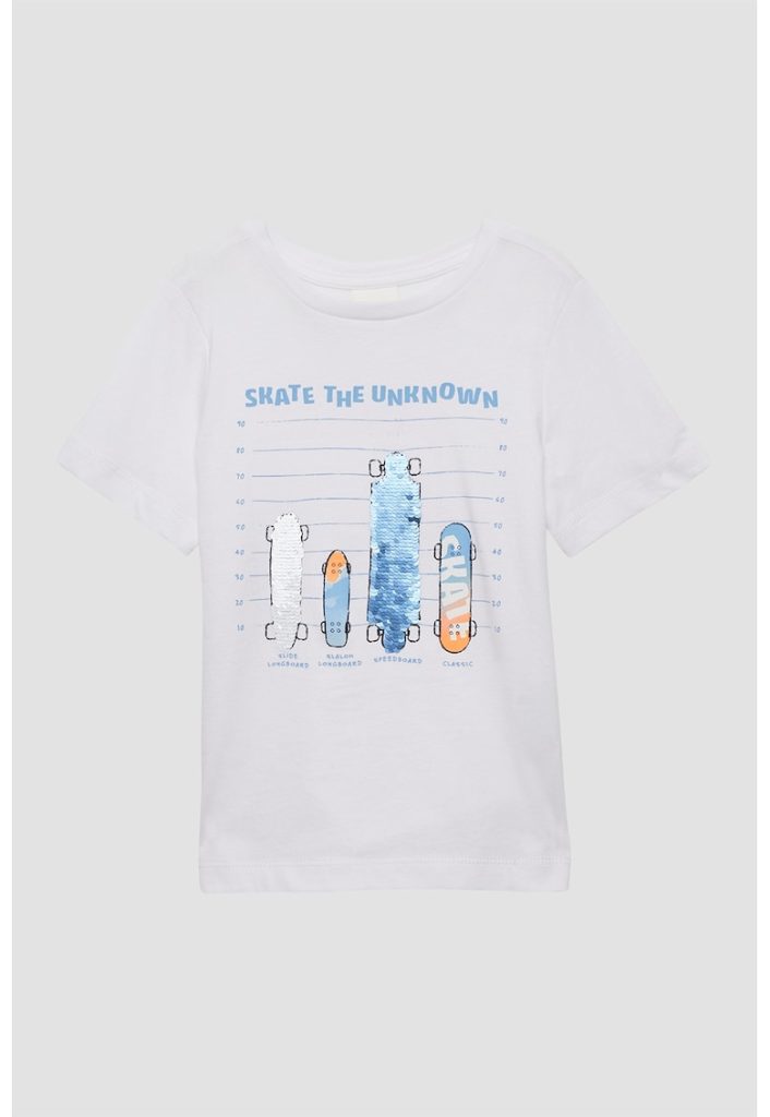 Tricou cu decolteu rotund rotund si aplicatii de paiete-BAIETI/IMBRACAMINTE/Tricouri si maiouri-IMBRACAMINTE/Tricouri si maiouri
