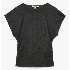 Tricou cu decolteu rotund si fronseuri laterale-FEMEI/IMBRACAMINTE/Tricouri si maiouri-IMBRACAMINTE/Tricouri si maiouri