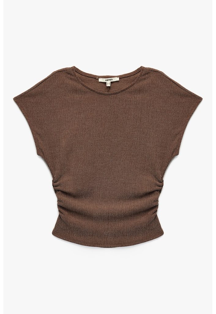 Tricou cu decolteu rotund si fronseuri laterale-FEMEI/IMBRACAMINTE/Tricouri si maiouri-IMBRACAMINTE/Tricouri si maiouri