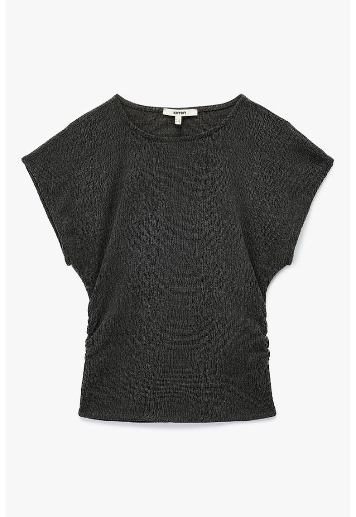 Tricou cu decolteu rotund si fronseuri laterale-FEMEI/IMBRACAMINTE/Tricouri si maiouri-IMBRACAMINTE/Tricouri si maiouri