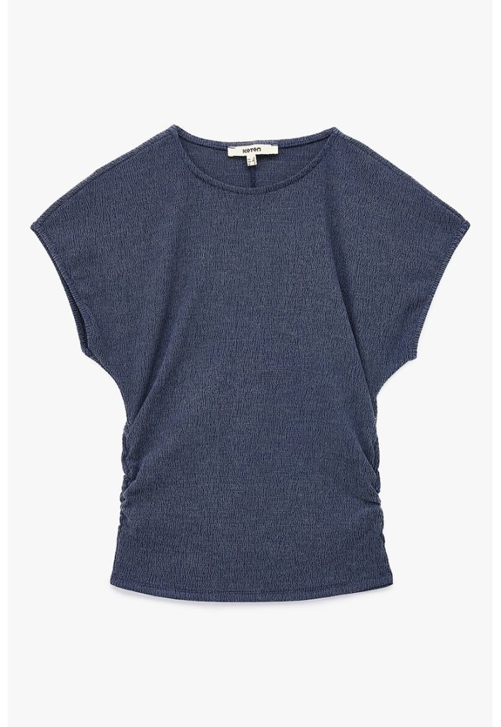 Tricou cu decolteu rotund si fronseuri laterale-FEMEI/IMBRACAMINTE/Tricouri si maiouri-IMBRACAMINTE/Tricouri si maiouri