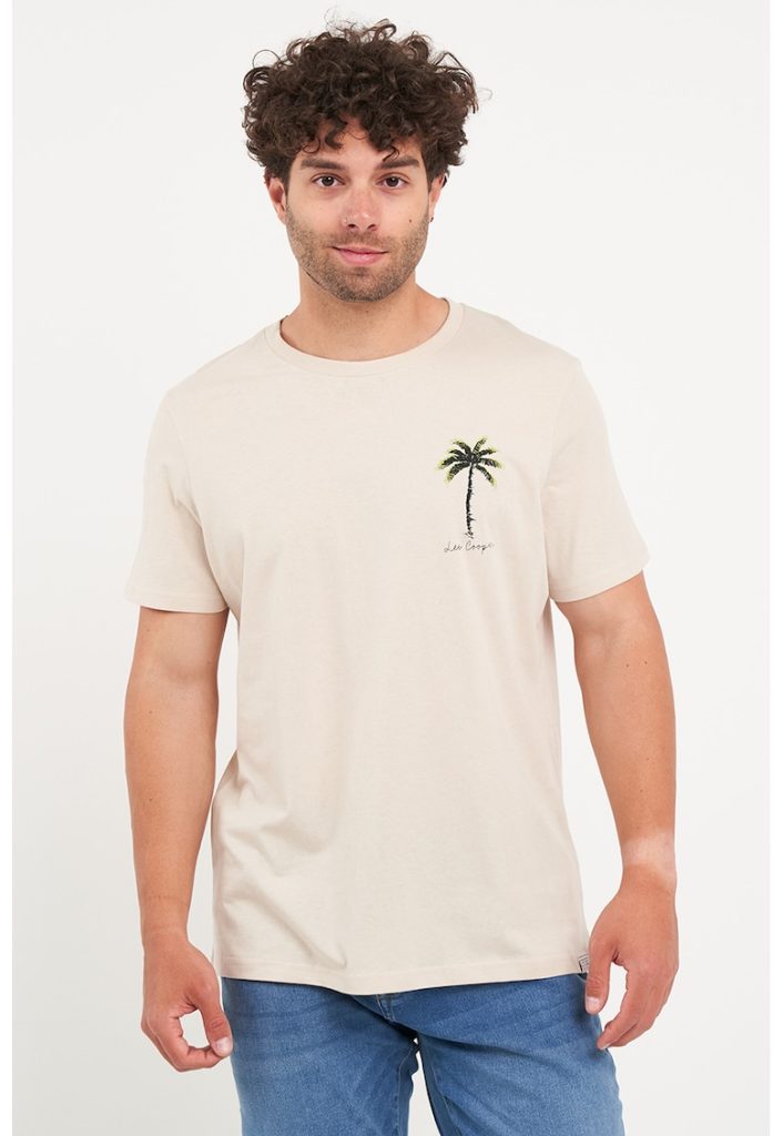 Tricou cu decolteu rotund si imprimeu discret-BARBATI/IMBRACAMINTE/Tricouri si maiouri-IMBRACAMINTE/Tricouri si maiouri