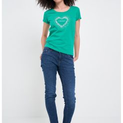 Tricou cu decolteu rotund si strasuri-FEMEI/IMBRACAMINTE/Tricouri si maiouri-IMBRACAMINTE/Tricouri si maiouri