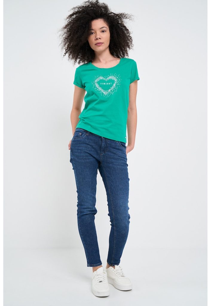 Tricou cu decolteu rotund si strasuri-FEMEI/IMBRACAMINTE/Tricouri si maiouri-IMBRACAMINTE/Tricouri si maiouri