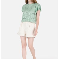 Tricou cu detalii perforate-FEMEI/IMBRACAMINTE/Tricouri si maiouri-IMBRACAMINTE/Tricouri si maiouri