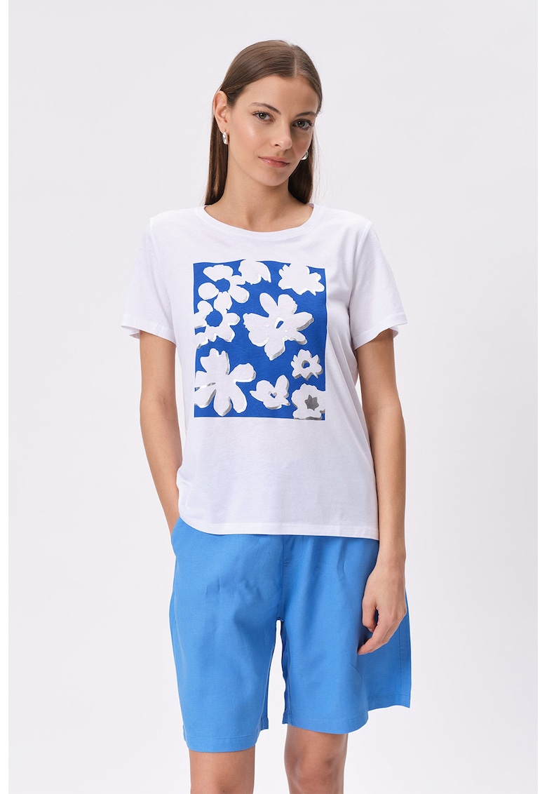 Tricou cu imprimeu floral-FEMEI/IMBRACAMINTE/Tricouri si maiouri-IMBRACAMINTE/Tricouri si maiouri