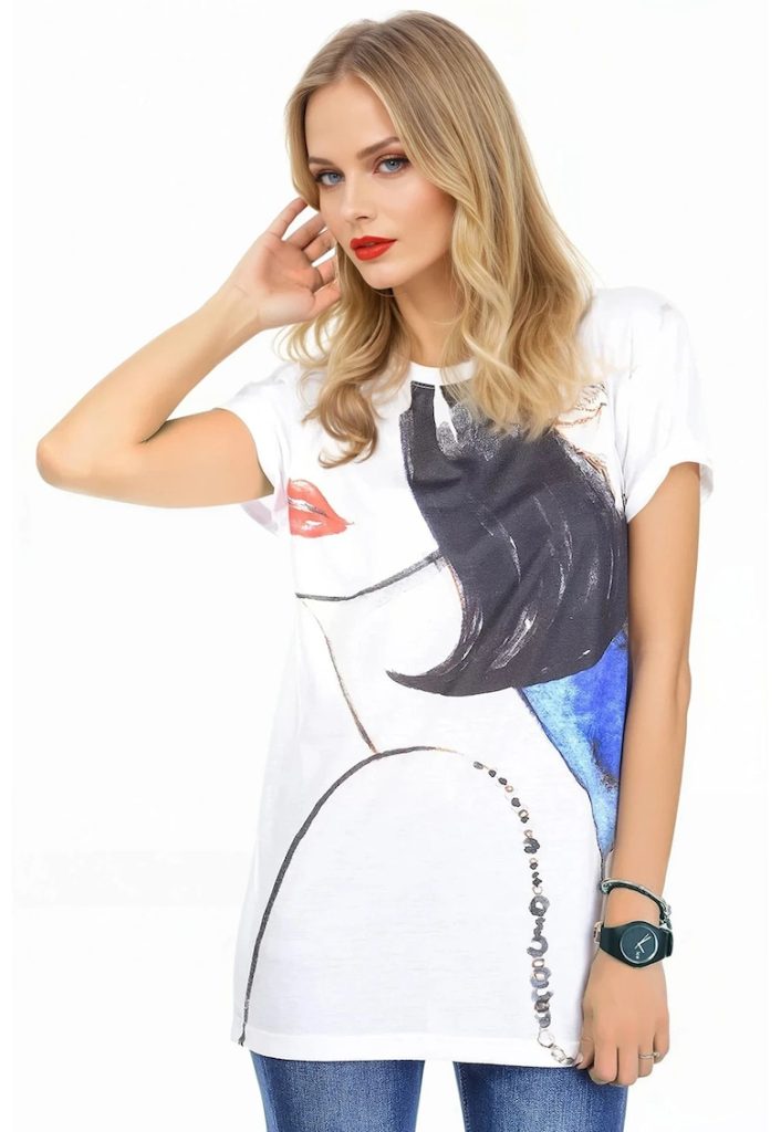 Tricou cu imprimeu grafic-FEMEI/IMBRACAMINTE/Tricouri si maiouri-IMBRACAMINTE/Tricouri si maiouri