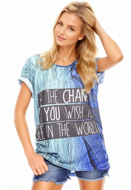 Tricou cu imprimeu grafic si text-FEMEI/IMBRACAMINTE/Tricouri si maiouri-IMBRACAMINTE/Tricouri si maiouri