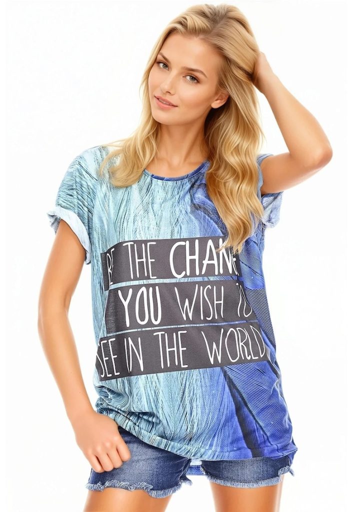 Tricou cu imprimeu grafic si text-FEMEI/IMBRACAMINTE/Tricouri si maiouri-IMBRACAMINTE/Tricouri si maiouri