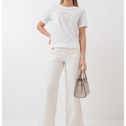 Tricou cu imprimeu si decolteu la baza gatului-FEMEI/IMBRACAMINTE/Tricouri si maiouri-IMBRACAMINTE/Tricouri si maiouri