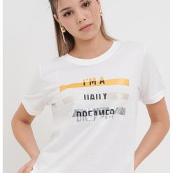 Tricou cu imprimeu si decolteu la baza gatului-FEMEI/IMBRACAMINTE/Tricouri si maiouri-IMBRACAMINTE/Tricouri si maiouri