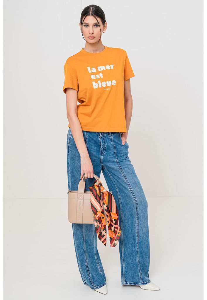 Tricou cu imprimeu text-FEMEI/IMBRACAMINTE/Tricouri si maiouri-IMBRACAMINTE/Tricouri si maiouri
