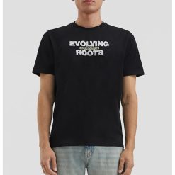 Tricou cu imprimeu text si decolteu la baza gatului-BARBATI/IMBRACAMINTE/Tricouri si maiouri-IMBRACAMINTE/Tricouri si maiouri