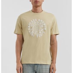 Tricou cu imprimeu text si decolteu la baza gatului-BARBATI/IMBRACAMINTE/Tricouri si maiouri-IMBRACAMINTE/Tricouri si maiouri