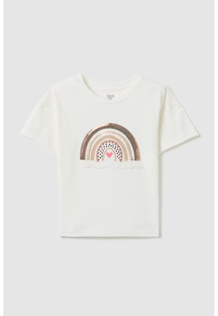 Tricou cu strasuri si detaliu brodat-FETE/IMBRACAMINTE/Tricouri si maiouri-IMBRACAMINTE/Tricouri si maiouri