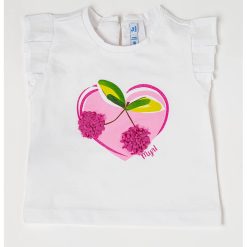 Tricou cu volane pe maneci si imprimeu-FETE/IMBRACAMINTE/Tricouri si maiouri-IMBRACAMINTE/Tricouri si maiouri