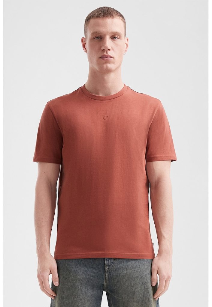 Tricou de bumbac cu decolteu la baza gatului-BARBATI/IMBRACAMINTE/Tricouri si maiouri-IMBRACAMINTE/Tricouri si maiouri