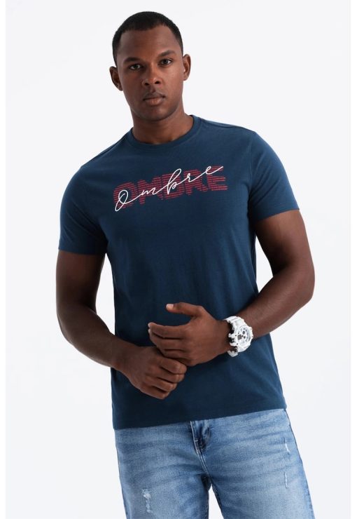 Tricou de bumbac cu decolteu la baza gatului-BARBATI/IMBRACAMINTE/Tricouri si maiouri-IMBRACAMINTE/Tricouri si maiouri