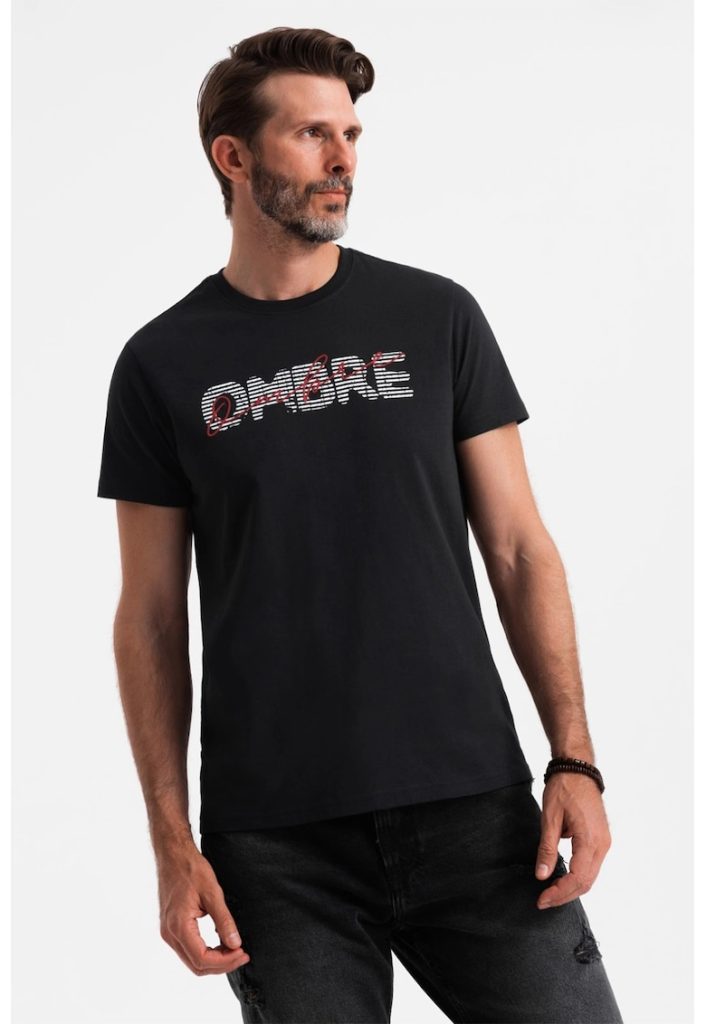 Tricou de bumbac cu decolteu la baza gatului-BARBATI/IMBRACAMINTE/Tricouri si maiouri-IMBRACAMINTE/Tricouri si maiouri