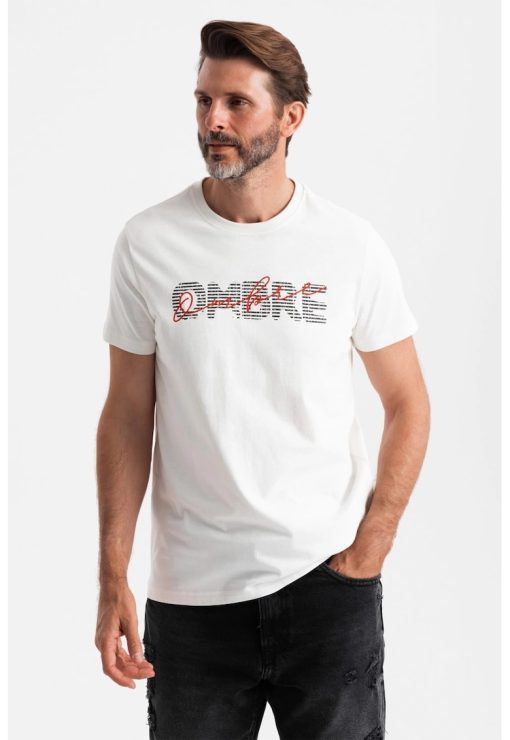 Tricou de bumbac cu decolteu la baza gatului-BARBATI/IMBRACAMINTE/Tricouri si maiouri-IMBRACAMINTE/Tricouri si maiouri
