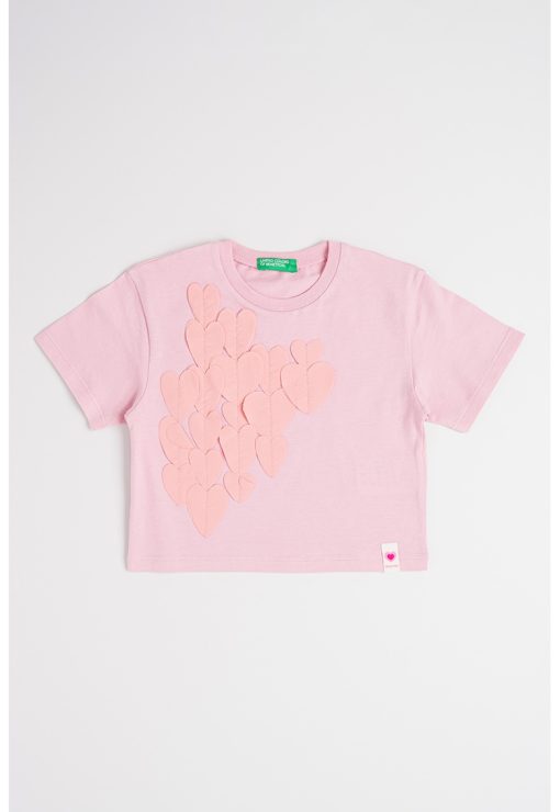 Tricou de bumbac cu decolteu la baza gatului-FETE/IMBRACAMINTE/Tricouri si maiouri-IMBRACAMINTE/Tricouri si maiouri
