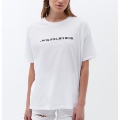 Tricou de bumbac cu decolteu la baza gatului-FEMEI/IMBRACAMINTE/Tricouri si maiouri-IMBRACAMINTE/Tricouri si maiouri