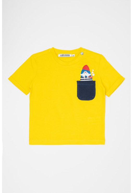 Tricou de bumbac cu decolteu la baza gatului-BAIETI/IMBRACAMINTE/Tricouri si maiouri-IMBRACAMINTE/Tricouri si maiouri