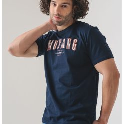 Tricou de bumbac cu decolteu la baza gatului si logo-BARBATI/IMBRACAMINTE/Tricouri si maiouri-IMBRACAMINTE/Tricouri si maiouri