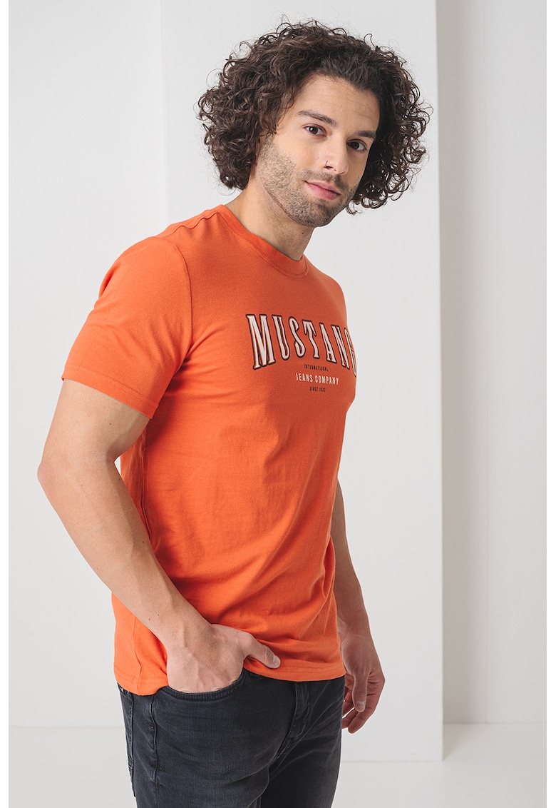 Tricou de bumbac cu decolteu la baza gatului si logo-BARBATI/IMBRACAMINTE/Tricouri si maiouri-IMBRACAMINTE/Tricouri si maiouri