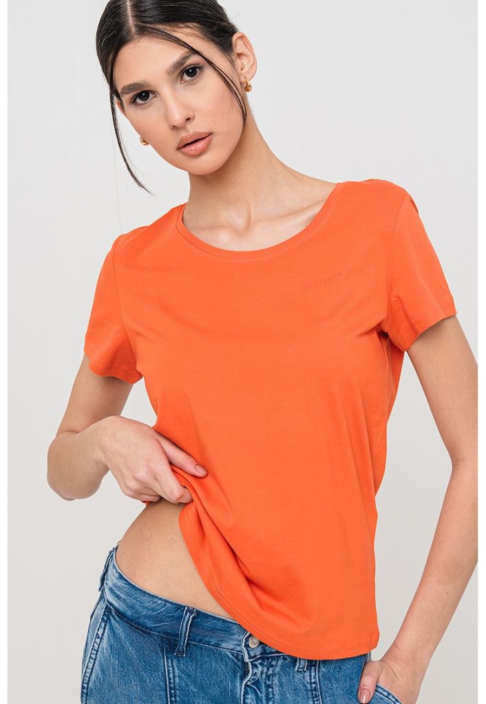 Tricou de bumbac cu decolteu rotund-FEMEI/IMBRACAMINTE/Tricouri si maiouri-IMBRACAMINTE/Tricouri si maiouri