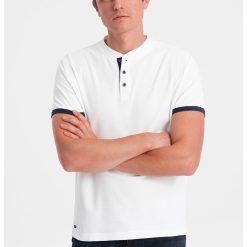 Tricou de bumbac cu fenta cu nasturi-BARBATI/IMBRACAMINTE/Tricouri si maiouri-IMBRACAMINTE/Tricouri si maiouri