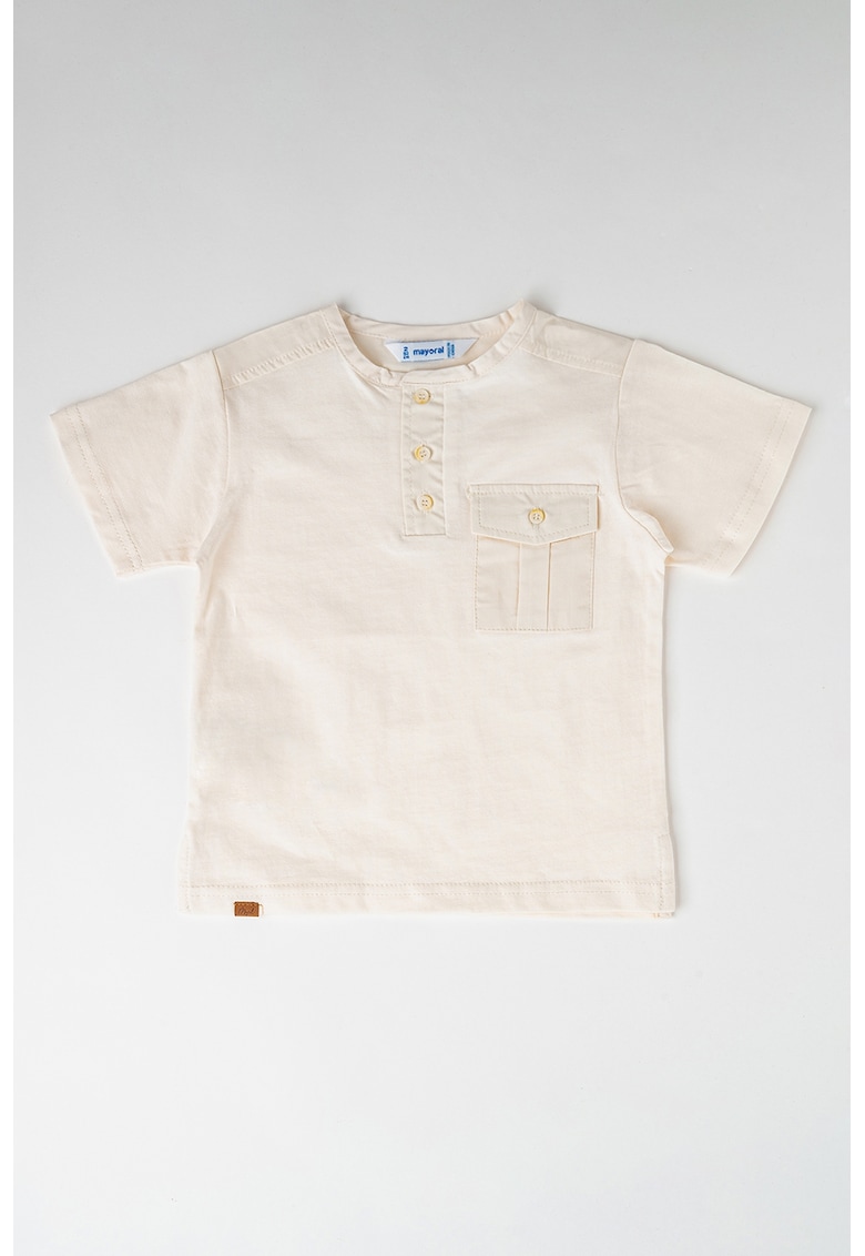 Tricou de bumbac cu fenta cu nasturi-BAIETI/IMBRACAMINTE/Tricouri si maiouri-IMBRACAMINTE/Tricouri si maiouri