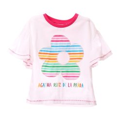 Tricou de bumbac cu floare cu model in dungi-FETE/IMBRACAMINTE/Tricouri si maiouri-IMBRACAMINTE/Tricouri si maiouri