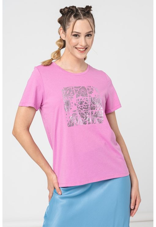 Tricou de bumbac cu imprimeu-FEMEI/IMBRACAMINTE/Tricouri si maiouri-IMBRACAMINTE/Tricouri si maiouri