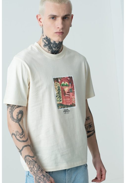 Tricou de bumbac cu imprimeu Paros-BARBATI/IMBRACAMINTE/Tricouri si maiouri-IMBRACAMINTE/Tricouri si maiouri