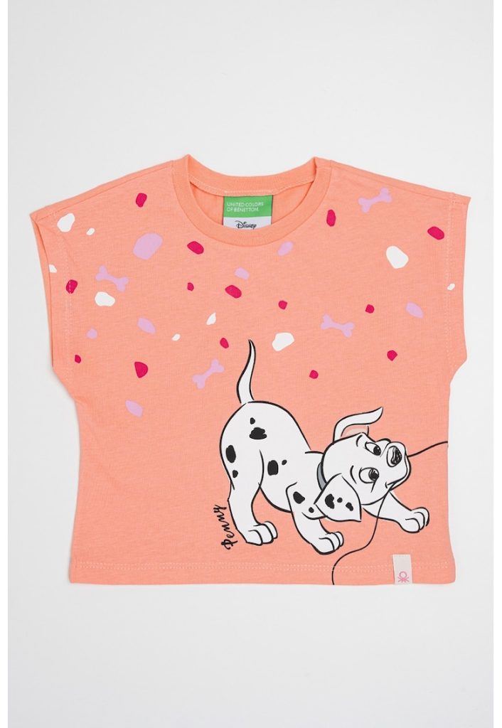 Tricou de bumbac cu imprimeu cu desene-FETE/IMBRACAMINTE/Tricouri si maiouri-IMBRACAMINTE/Tricouri si maiouri