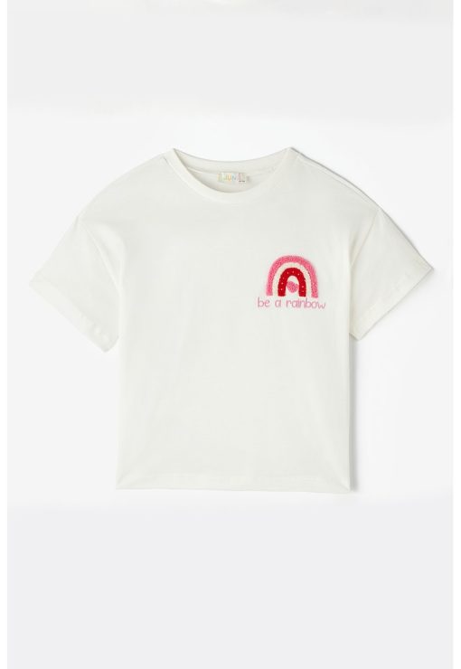 Tricou de bumbac cu imprimeu curcubeu-FETE/IMBRACAMINTE/Tricouri si maiouri-IMBRACAMINTE/Tricouri si maiouri