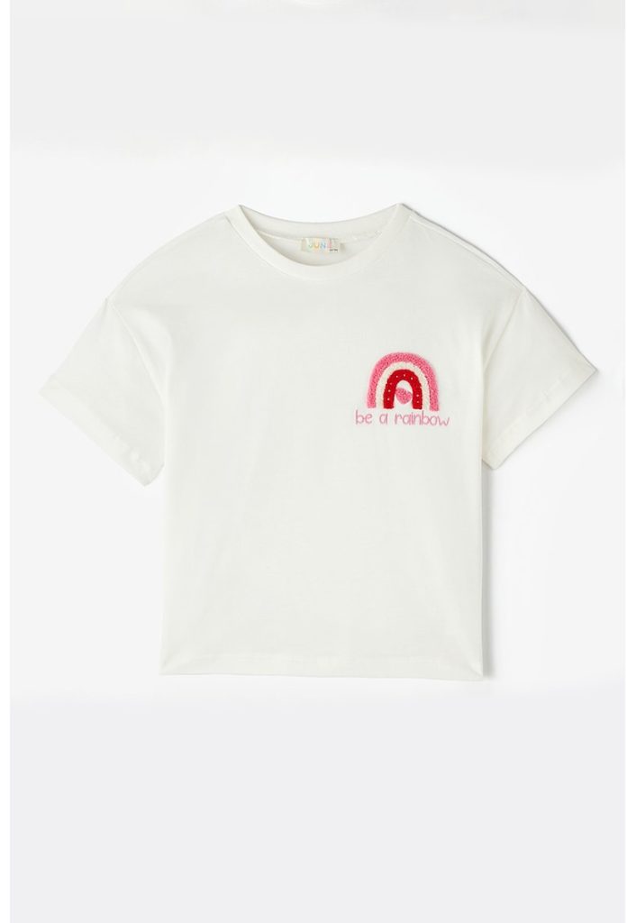 Tricou de bumbac cu imprimeu curcubeu-FETE/IMBRACAMINTE/Tricouri si maiouri-IMBRACAMINTE/Tricouri si maiouri