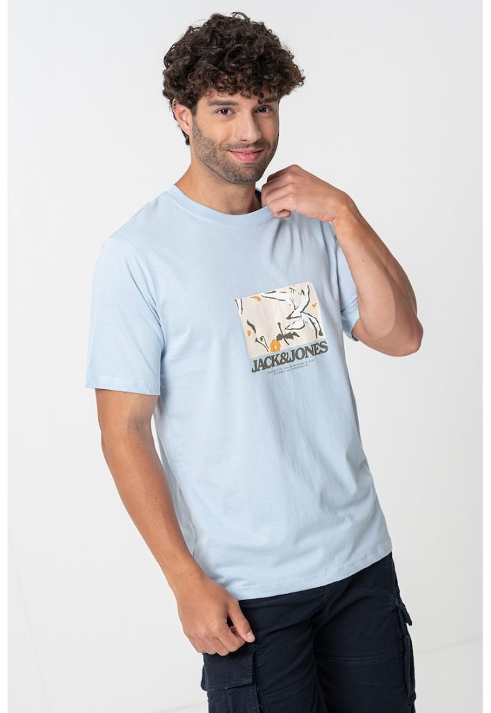 Tricou de bumbac cu imprimeu frontal-BARBATI/IMBRACAMINTE/Tricouri si maiouri-IMBRACAMINTE/Tricouri si maiouri
