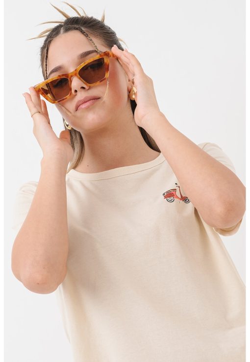 Tricou de bumbac cu imprimeu pe piept May-FEMEI/IMBRACAMINTE/Tricouri si maiouri-IMBRACAMINTE/Tricouri si maiouri