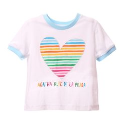 Tricou de bumbac cu inima cu model in dungi-FETE/IMBRACAMINTE/Tricouri si maiouri-IMBRACAMINTE/Tricouri si maiouri