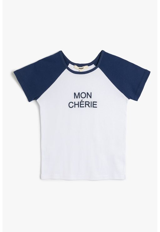 Tricou de bumbac cu maneci raglan-FEMEI/IMBRACAMINTE/Tricouri si maiouri-IMBRACAMINTE/Tricouri si maiouri