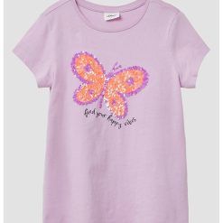 Tricou de bumbac cu paiete-FETE/IMBRACAMINTE/Tricouri si maiouri-IMBRACAMINTE/Tricouri si maiouri