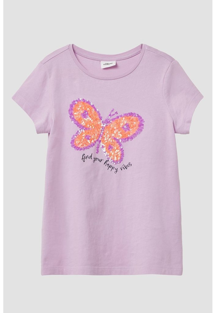 Tricou de bumbac cu paiete-FETE/IMBRACAMINTE/Tricouri si maiouri-IMBRACAMINTE/Tricouri si maiouri