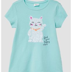 Tricou de bumbac cu paiete-FETE/IMBRACAMINTE/Tricouri si maiouri-IMBRACAMINTE/Tricouri si maiouri